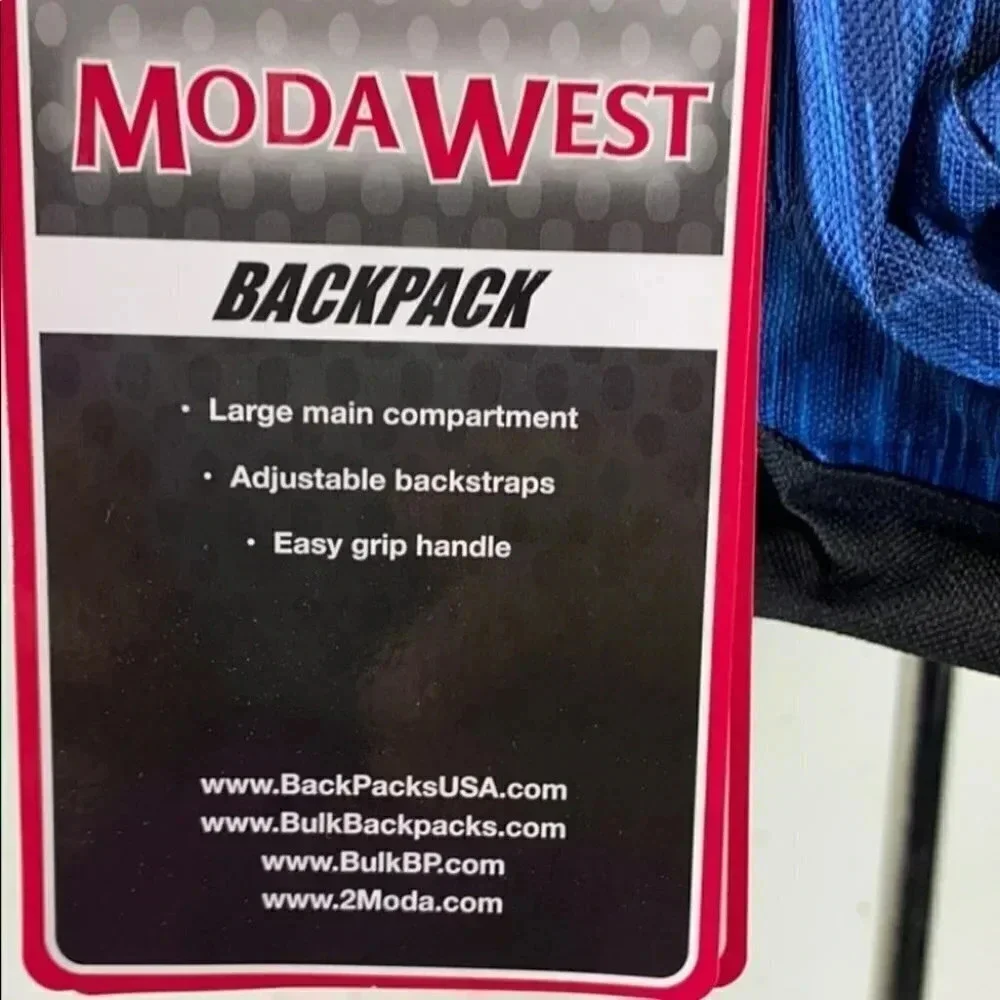 Moda West Backpack Large Blue Heathered Adjustable‎ Straps NWT